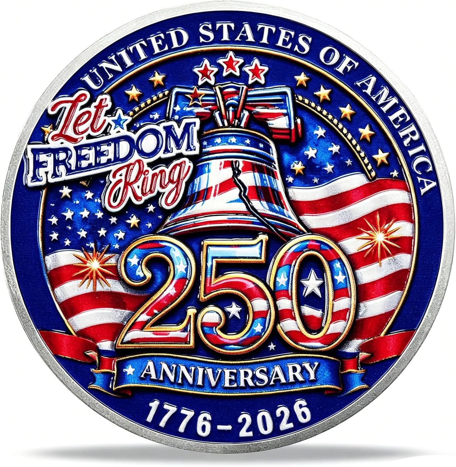 BHealthLife USA 250th Anniversary Coin - 1977-2026 Liberty Bell American Anniversary Coin for 250 Years of Freedom - 4th of July for Men Women Veteran Student