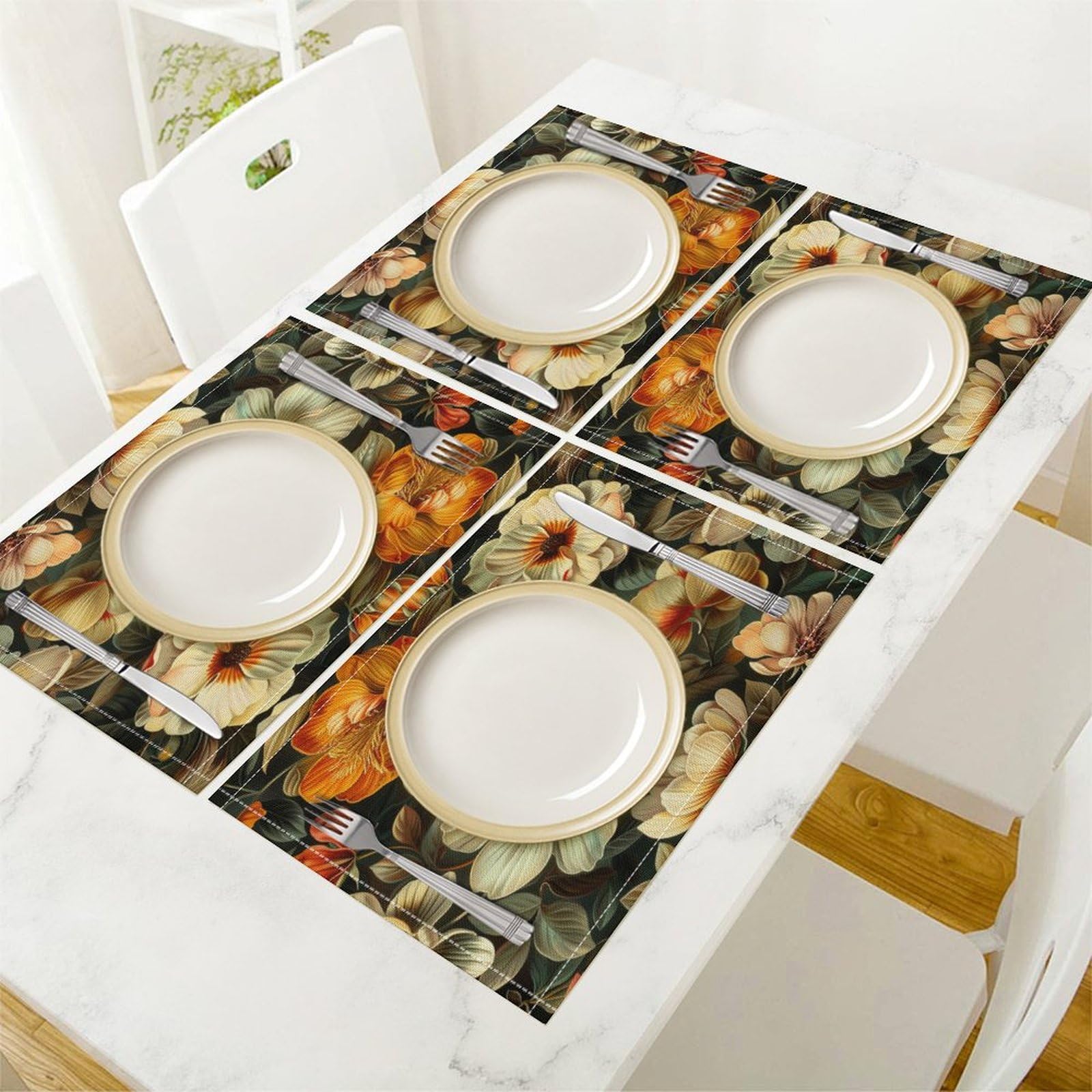 Victorian Printed Cotton Mats Set 4 【公式通販】