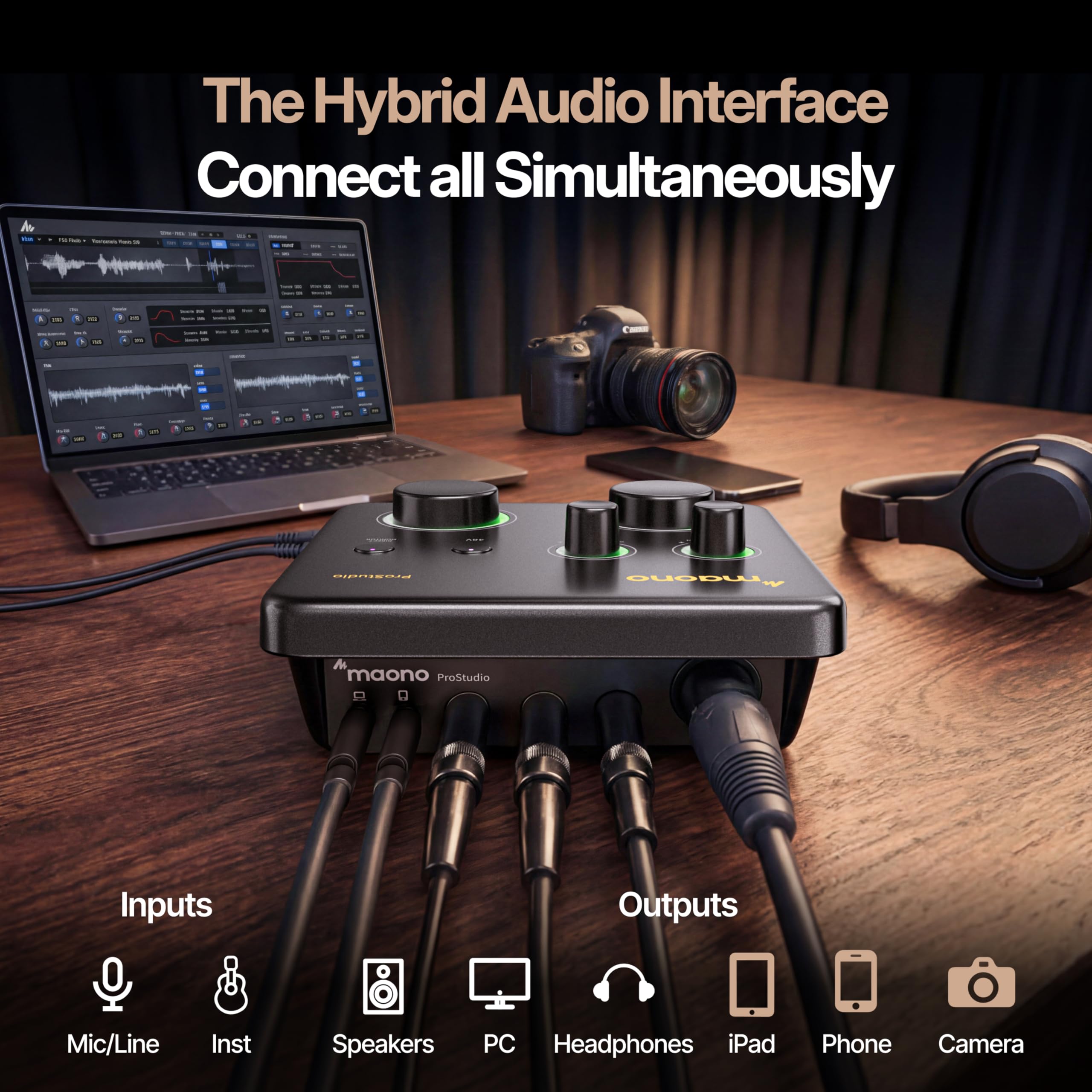 MAONO P1 Interfaccia Audio USB Ibrida 70dB Gain | | PC/Smartphone/iPad/Chitarra | Auto-Gain Loopback Muto ASIO Routing, Per Podcast Streaming Registrazione Mobile Content