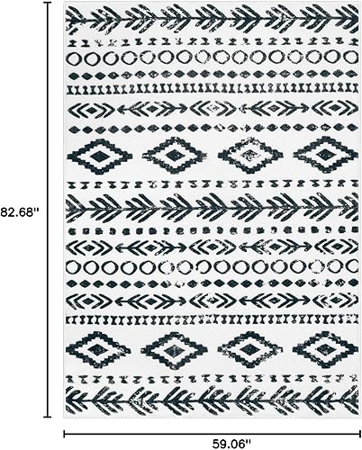 Miniatura 181 de Lahome Alfombras de cocina antideslizantes, lavables para entrada, estilo bohemio, blanco y negro, 2 x 3, alfombra de baño ultrafina con estampado