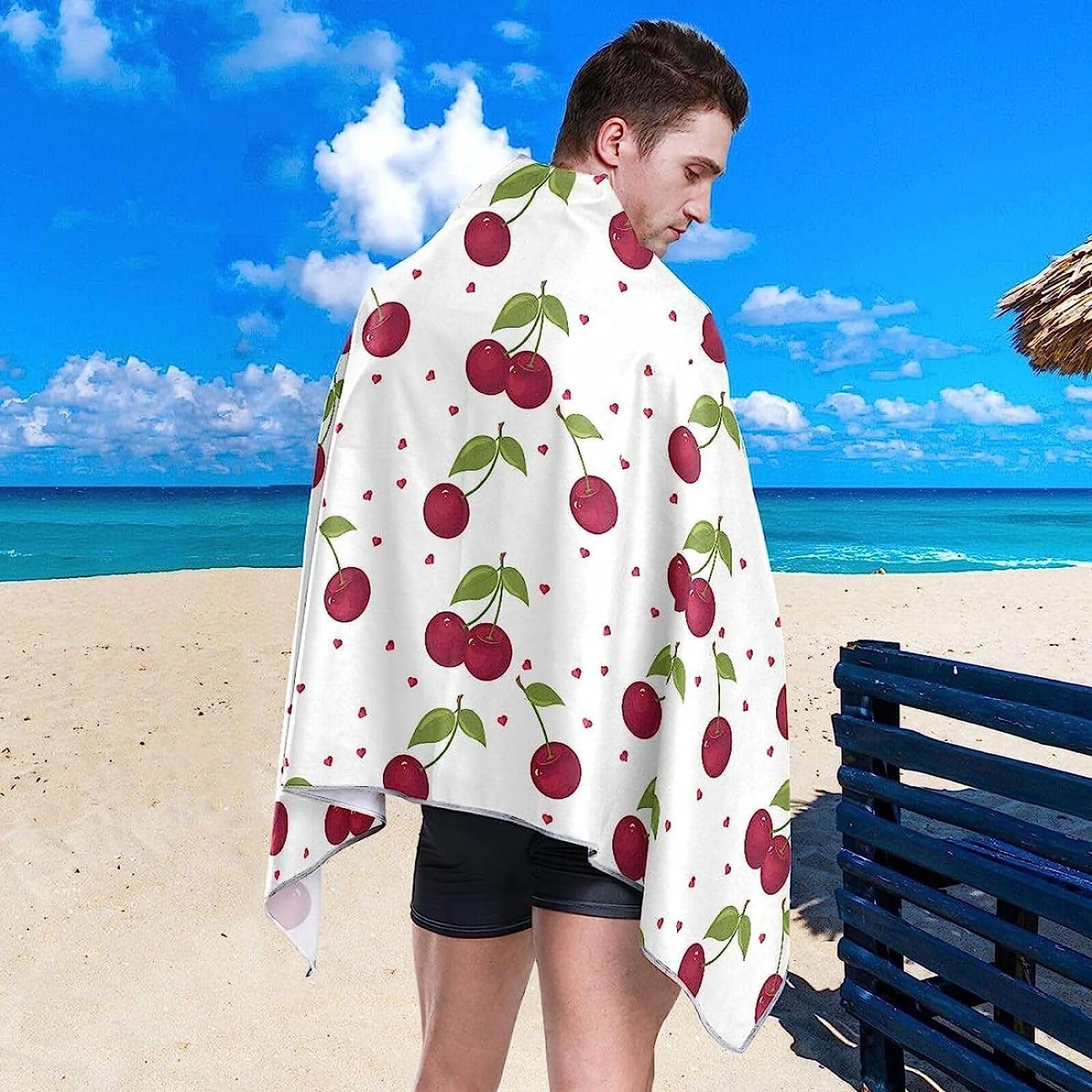 ALMONO Cherry Beach Towel, Fruit Beach Towels for Adults Kids