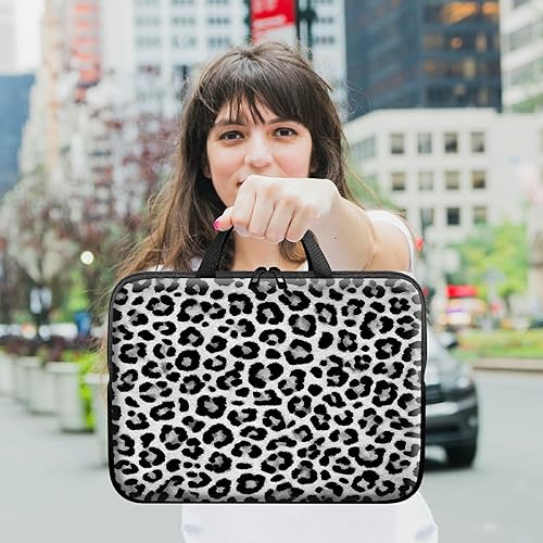 Miniatura 7 de Funda para laptop con asa de 17 pulgadas, impermeable, diseño de leopardo, compatible con MacBook Air, Pro, HP, Dell, Lenovo, ASUS
