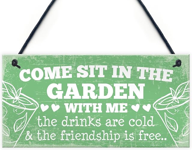 RED OCEAN Come Sit Shabby Chic Wall Signs Garden Sign Shed Plaques Alcohol Friendship Gifts
