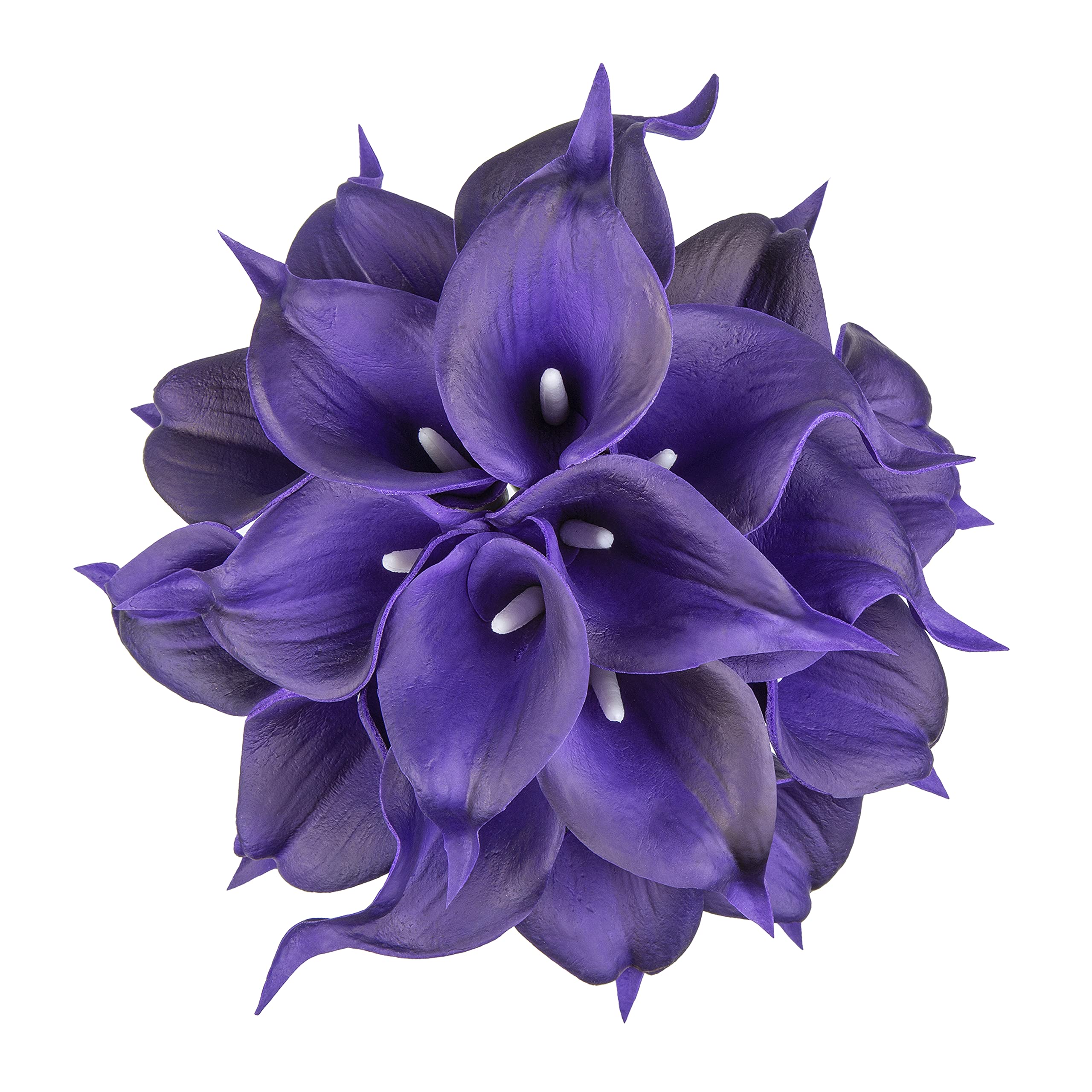 DuHouse 20Pcs Artificial Calla Lily Flower Real Touch Latex Flowers for DIY Wedding Bouquet Party Home Decor (Dark Purple)