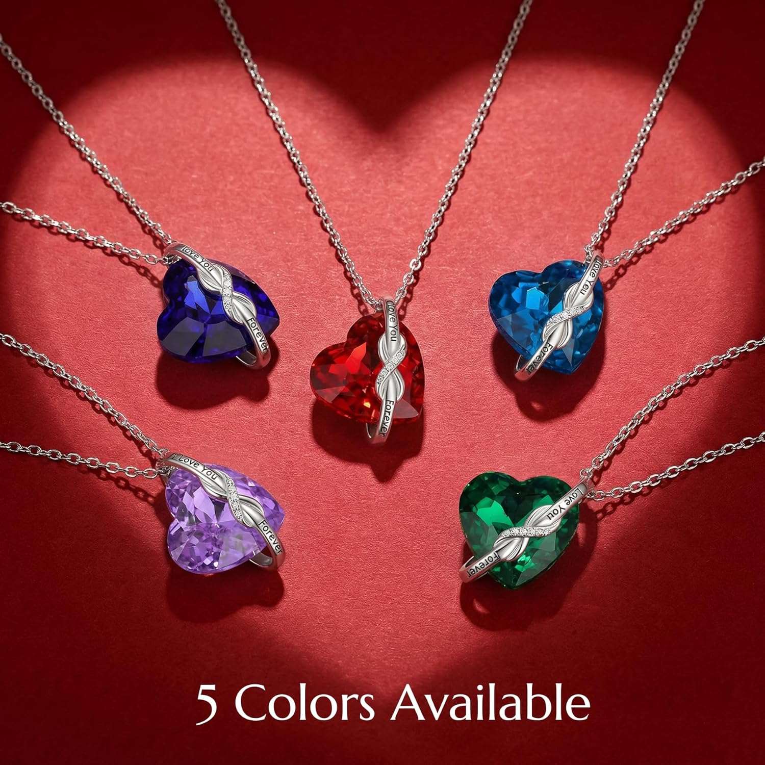 NORBU Valentine's Day Gift Necklaces for Women, S925 Infinity Heart Necklace Engraved I Love You Forever, Womens Necklace Crystal Love Pendant, Birthday Anniversary Jewelry Gift for Her Wife Mom Girlfriend - Image 7