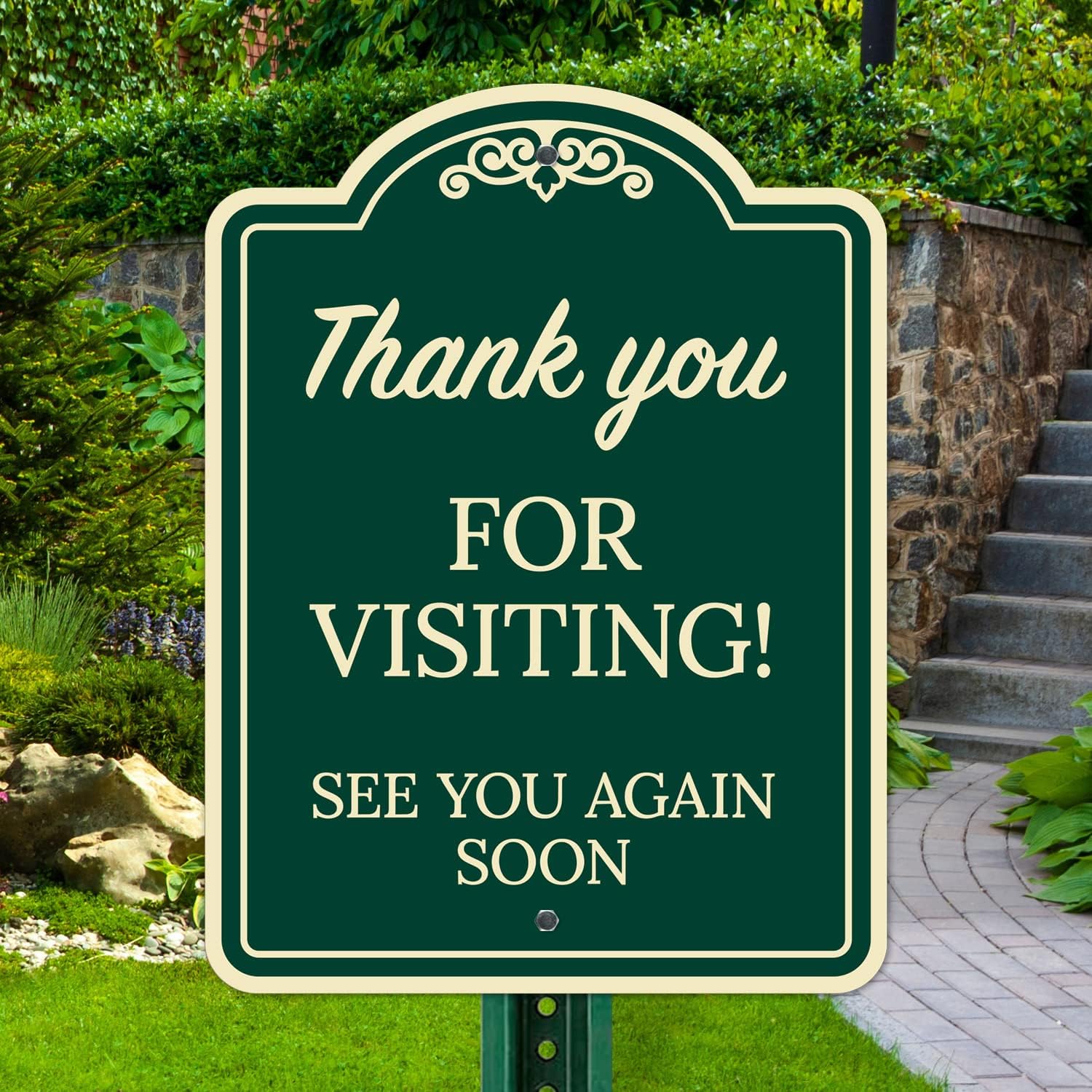 Thank You for Visiting See You Again Soon Décor Sign, Green Dark, 18x24 Inches, ACM, Fade Resistant, Made in USA