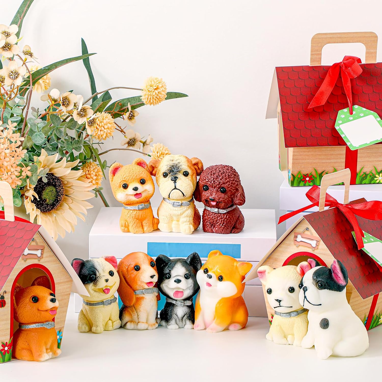 12 Pcs Christmas Squeeze Dogs Cute Stress Balls for Adults Sensory Stress for Puppy Favors Lovers Christmas Party Gifts