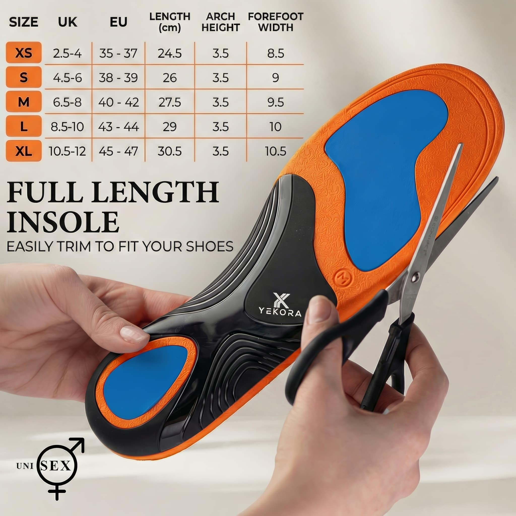 Ortho Plus Plantillas Ortopédicas para Zapatos con Soporte del Arco – Pies Planos, Fascitis Plantar, Espolón Calcáneo, Pie Cavo y Pie Valgo – Hombre y Mujer (M: 40-42 EU)