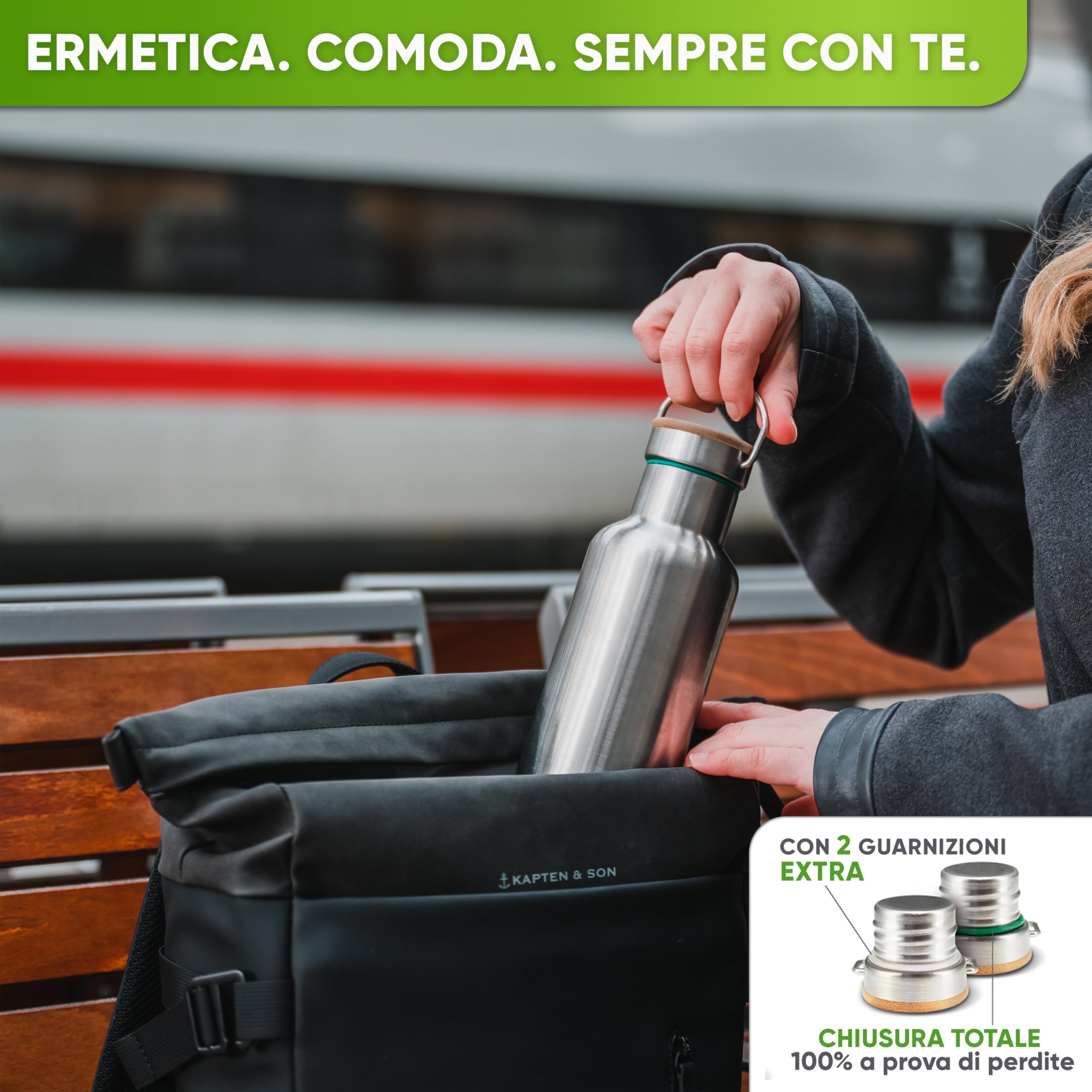 Blockhütte Borraccia Termica Acciaio Inox, Thermos per Bevande Calde fino a 13 ore, Bottiglia Termica a prova di perdite, Borraccia Palestra, Bottiglia Acqua lavabile in lavastoviglie