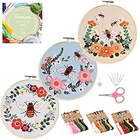 Vista 1 de Santune - Kit de bordado de abeja para principiantes, kits de bordado a mano con patrones de animales e instrucciones