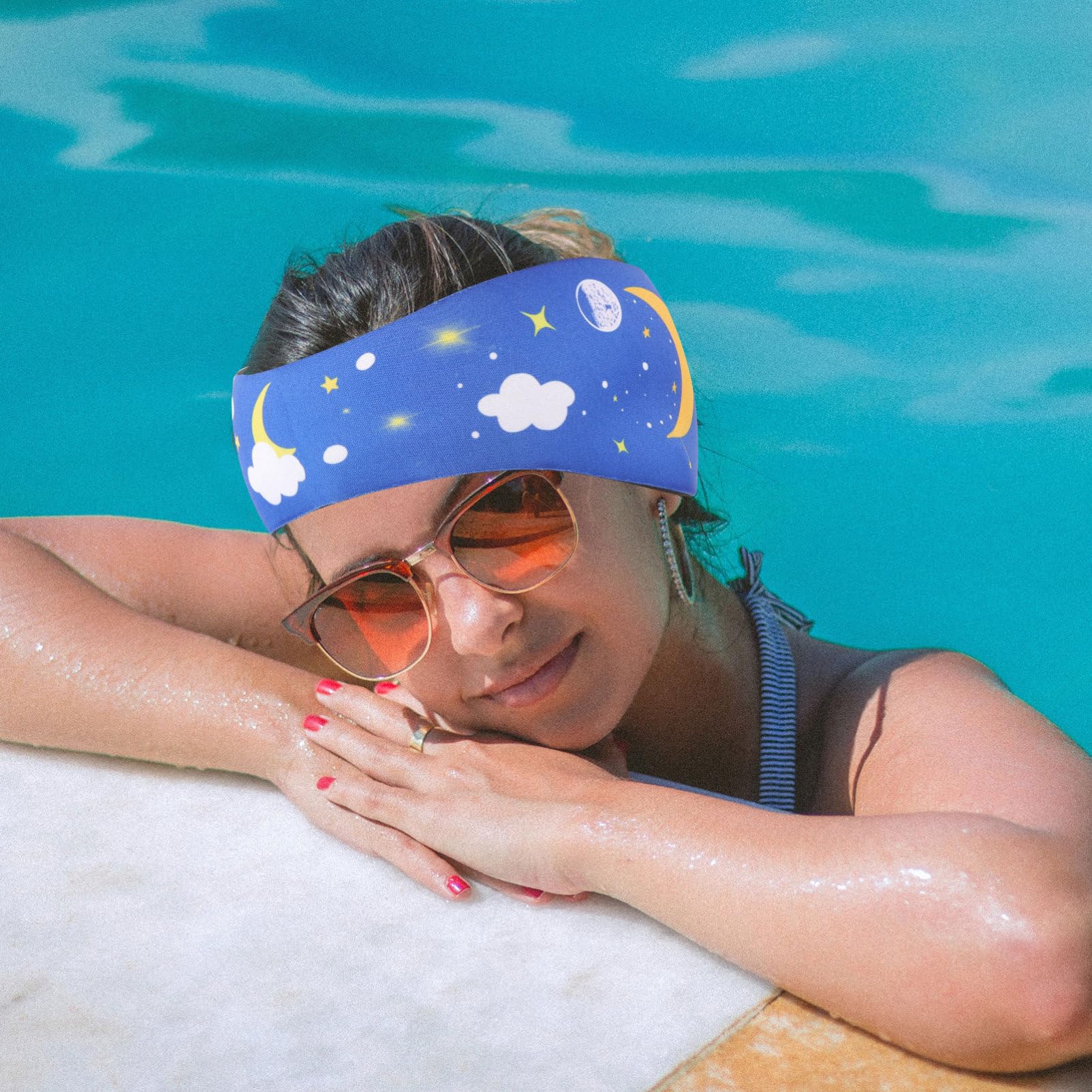 BESPORTBLE Diadema De Natación Banda para El Cabello De Natación Nadar Gorro Natacion Gorro De Piscina Bandas para La Cabeza De Natación Diadema De Baño Neopreno Blue