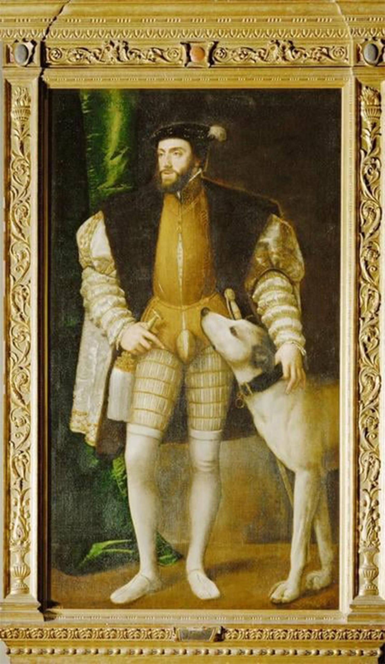 POSTERIIk Famous Animal Posters Vintage Picture Charles V with Ulm Great Dane by Tiziano Vecelli Modern Wall Decor for Home Decor 60x90cm