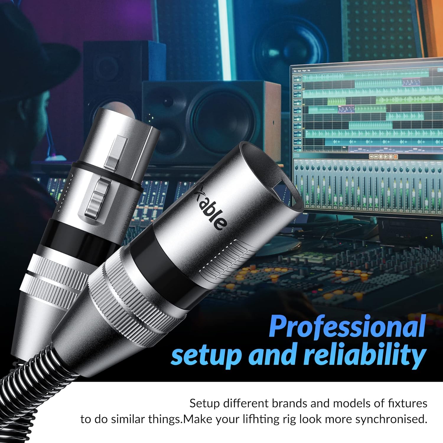 XLR Microphone Cable 50FT, XLR Male to Female Balanced Mic Cable, 3-Pin Shielded Speaker Cord, Zinc Alloy Connectors, Premium 22AWG Pure Copper, Metal Spring SR, Recording Studio, Podcast - Image 5