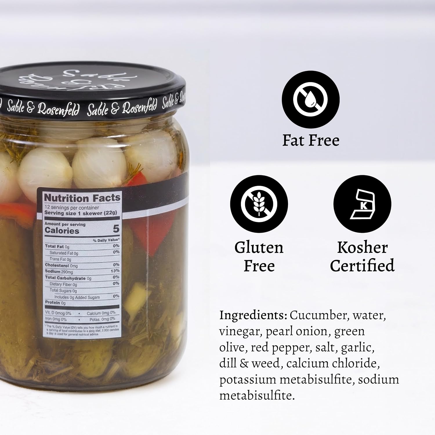 Sable & Rosenfeld Tipsy Garlic & Dill Cocktail Stirrers, 16 oz, Pack of 1 | Sable & Rosenfeld Tipsy Garlic & Dill Cocktail Stirrers Jar, Hand-Packed Martini Pickles and Olive Skewers, Kosher, For Gifts thumbnail