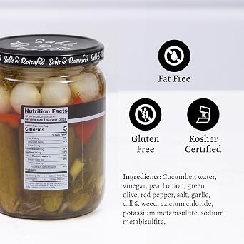 Sable & Rosenfeld Tipsy Garlic & Dill Cocktail Stirrers 16 oz Jar (Pack of 1), Hand-Packed Martini Pickles and Olive Skewers, Kosher, Gluten-Free Cocktail Garnish