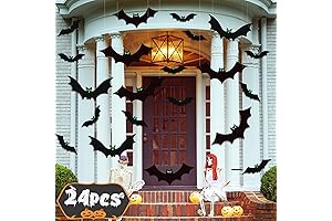 24-Piece Illuminated Halloween Bat Decorations for Spine-Tingling Displays