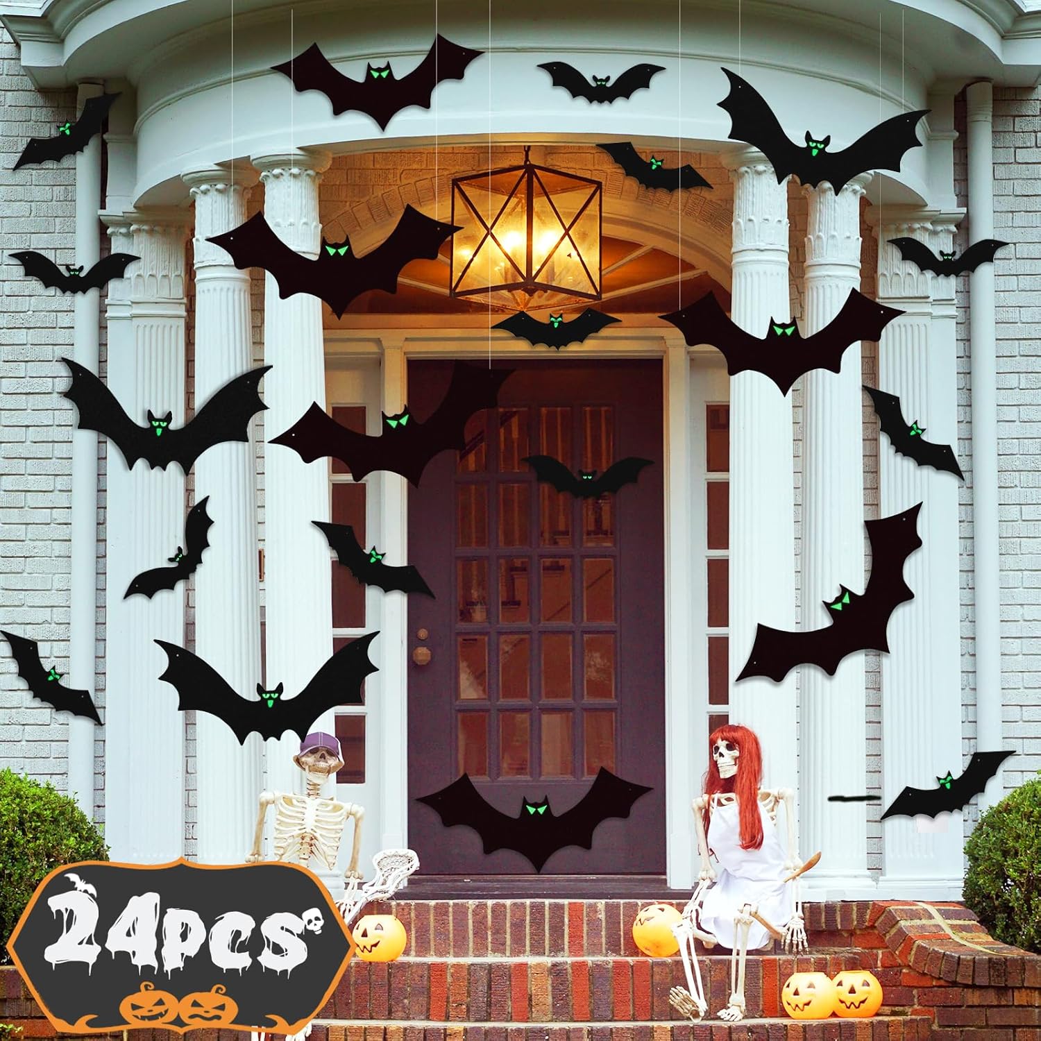 KIZZYEA 24 Pcs Hanging Bats Halloween Decorations for