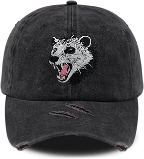 Vintage Washed Distressed Animals Embroidered Baseball Cap, Unisex Classic Cotton Adjustable Hat