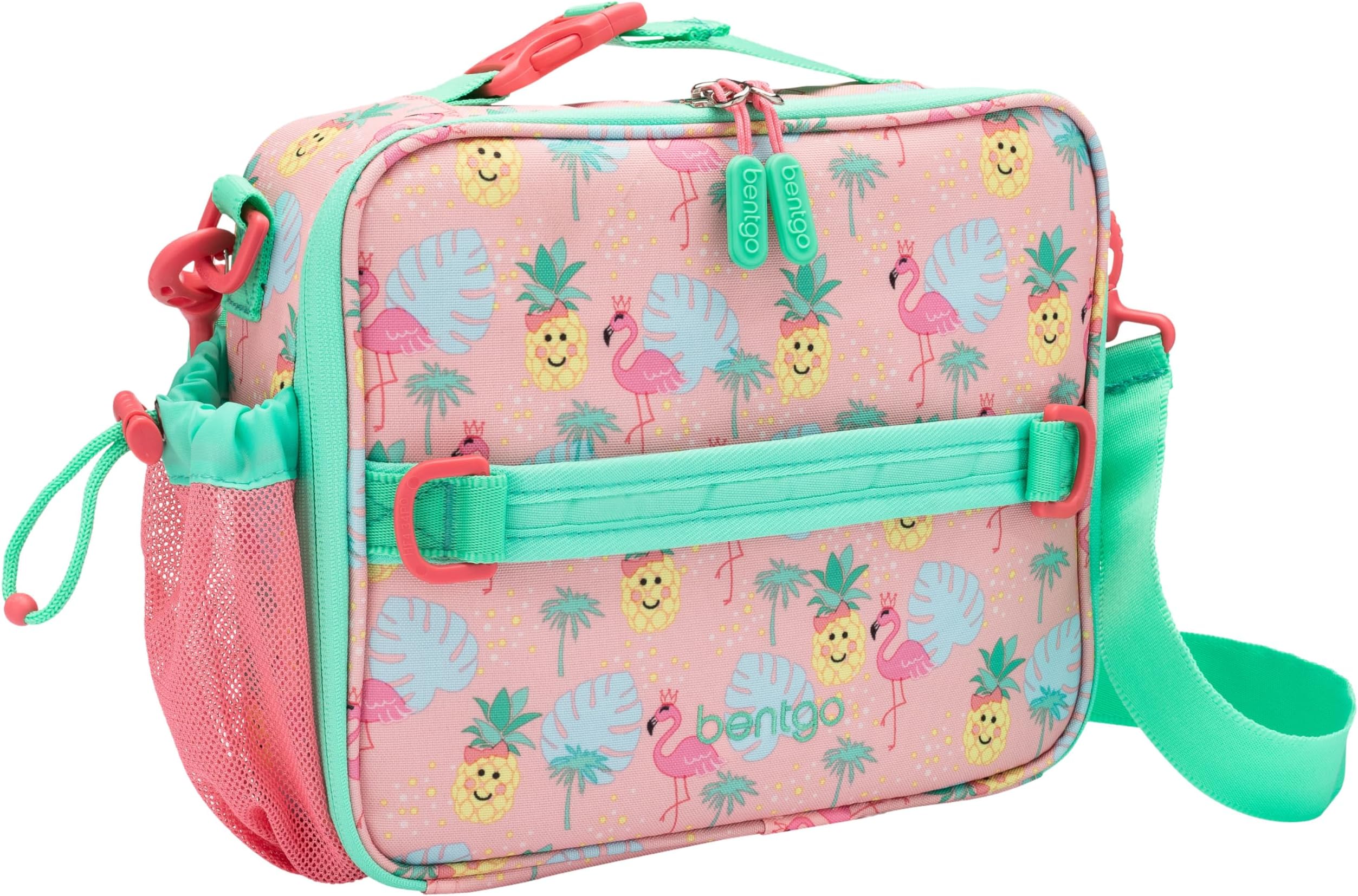 Kids Lunch Bag - Durable, Double-Insulated Lunch Bag for Kids 3+; Holds Lunch Box, Water Bottle, & Snacks; Easy-Clean Water-Resistant Fabric & Multiple Zippered Pockets (Tropical)