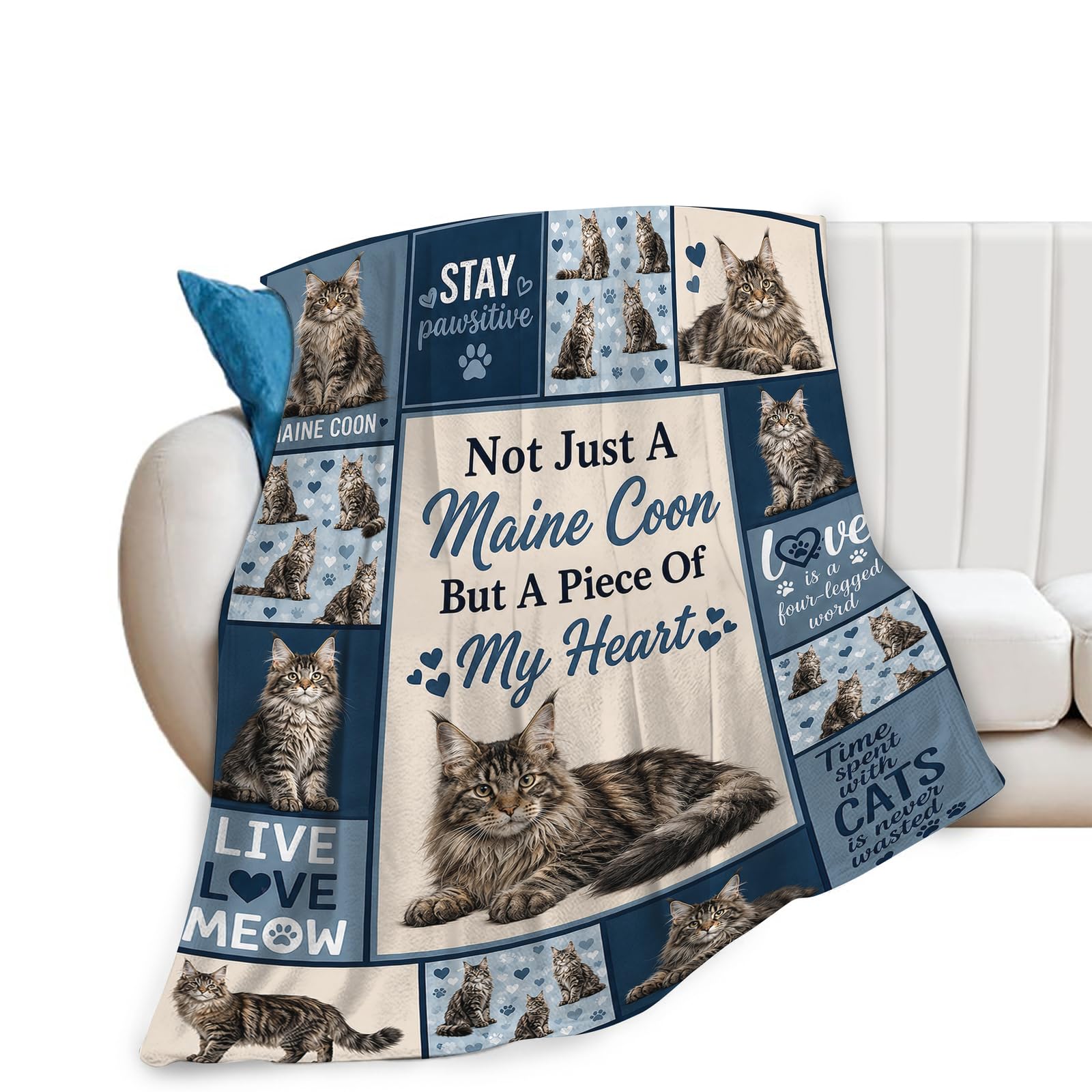Tijuboni Maine Coon Throw Blanket Gift for Girl 50"X40"