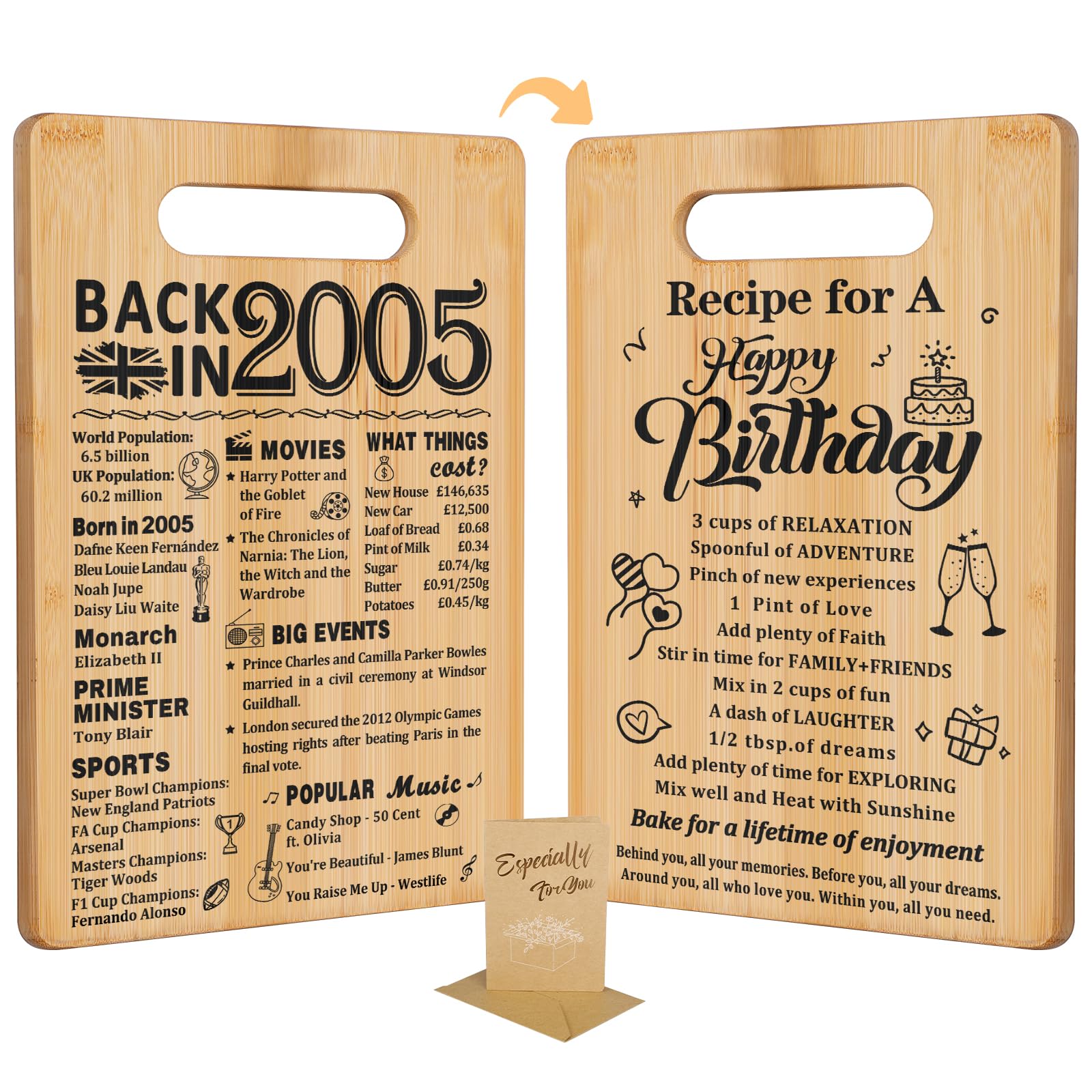 21st Birthday Gifts for Women Men, 2005 Cutting Board