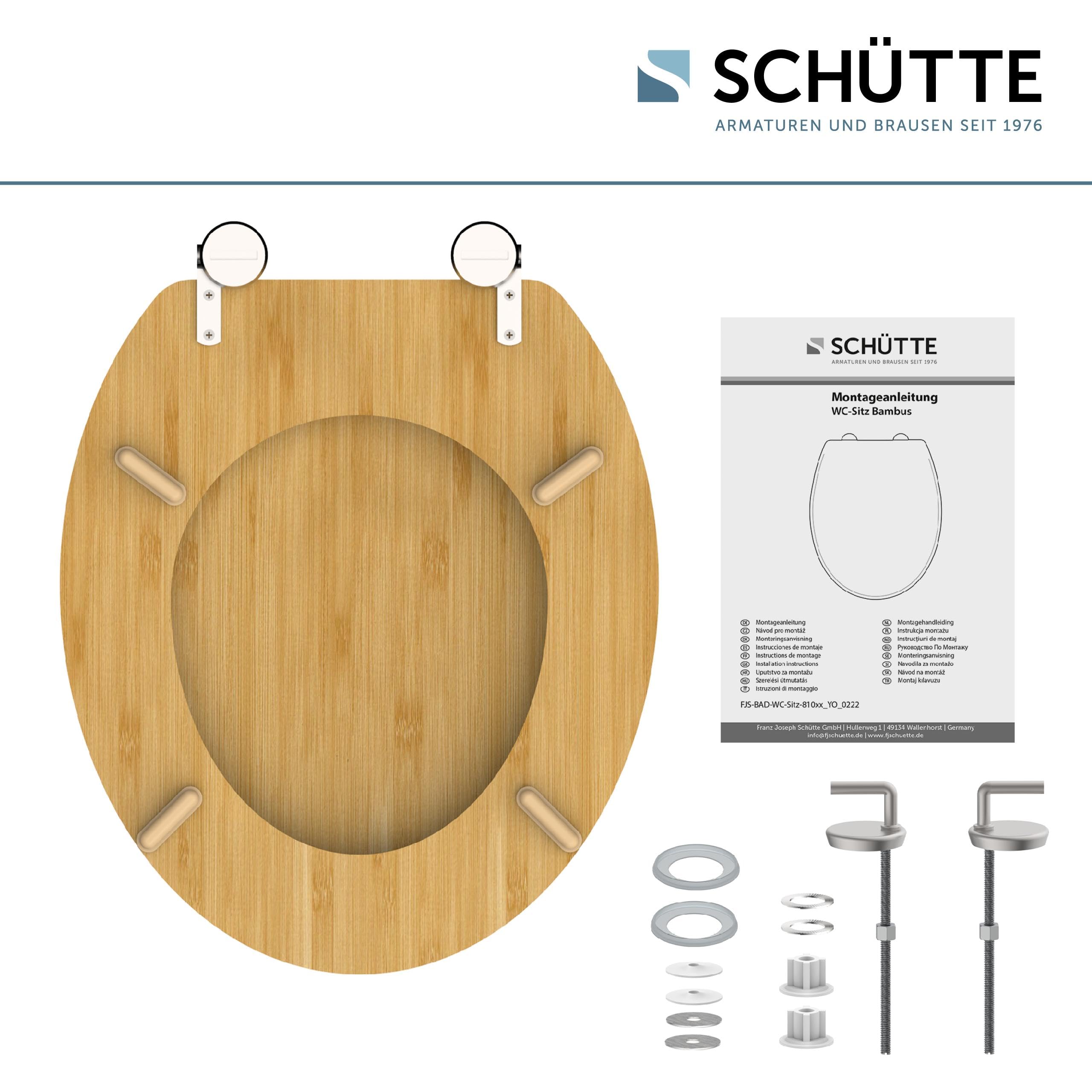 Schütte 81001-A Bambú Sólido Tapa Sostenible Madera Fabricado Adecuado para Todos los Estándares Carga Máxima Asiento Inodoro 150kg