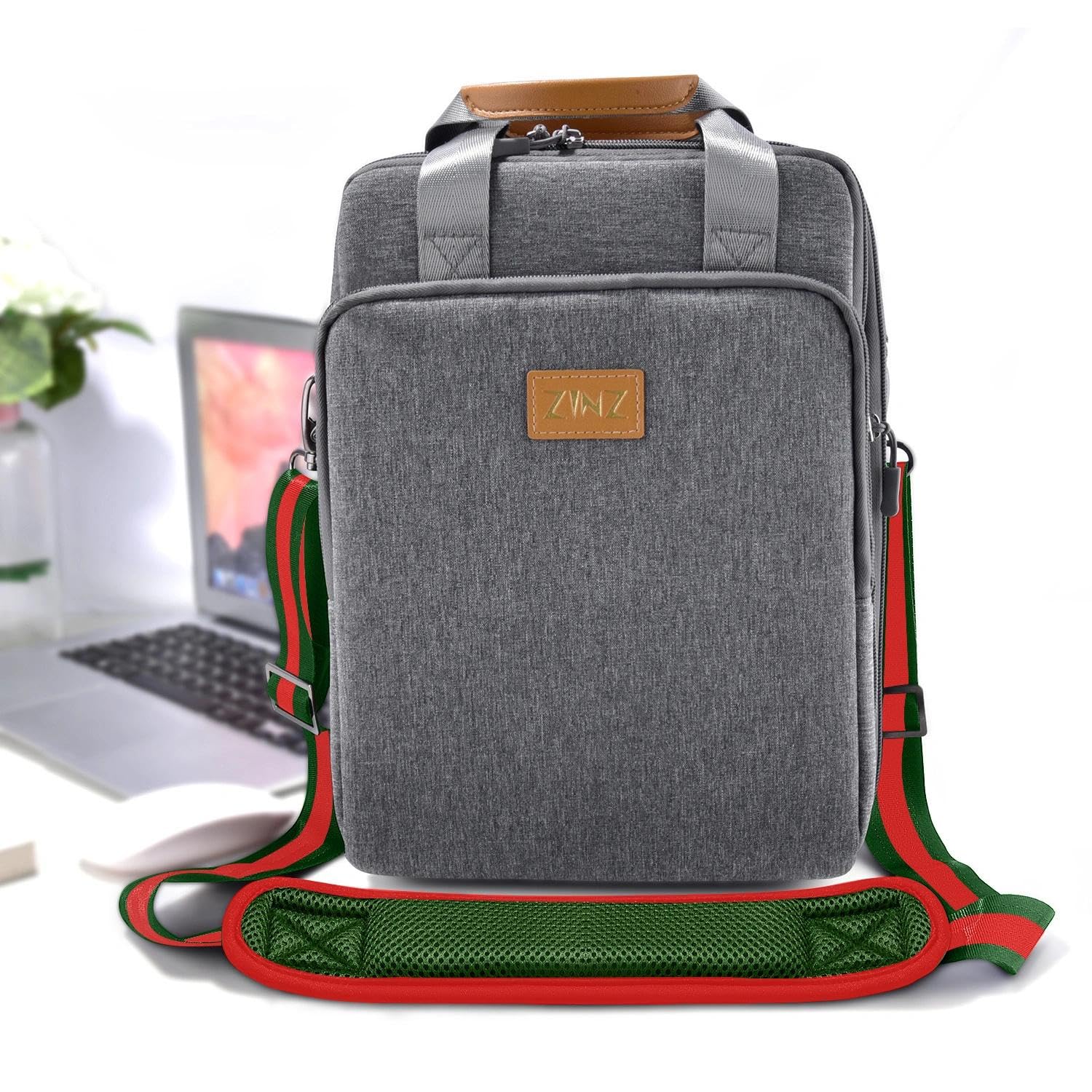ZINZ 78" Tracolla Universale con Cuscino Ultra-Spesso, Fibie a Doppio Bilanciamento per Borsa da Viaggio/Laptop/Sportiva,Strisce-GrRdGr