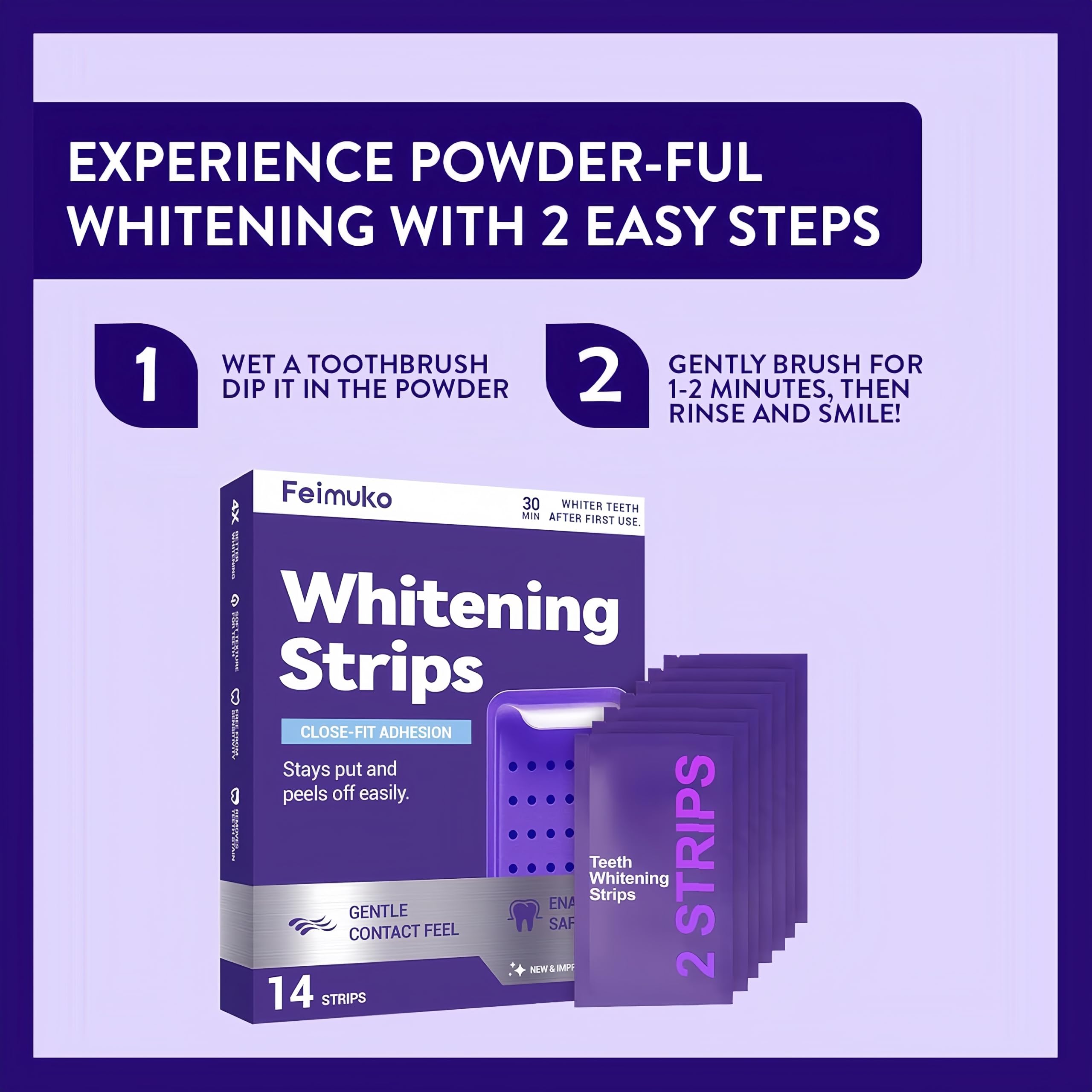 Purple Teeth Whitening Strips, Effectively Removes Surface Stains & Natural Shine28PCS（2 pieces） — view 8