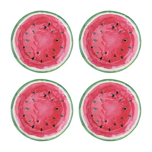 UP Watermelon Melamine Round Dessert Plates, Small Serving Plates, for