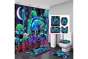 jieprom Shower Curtain Set with Glow in the Dark Moon and Stars