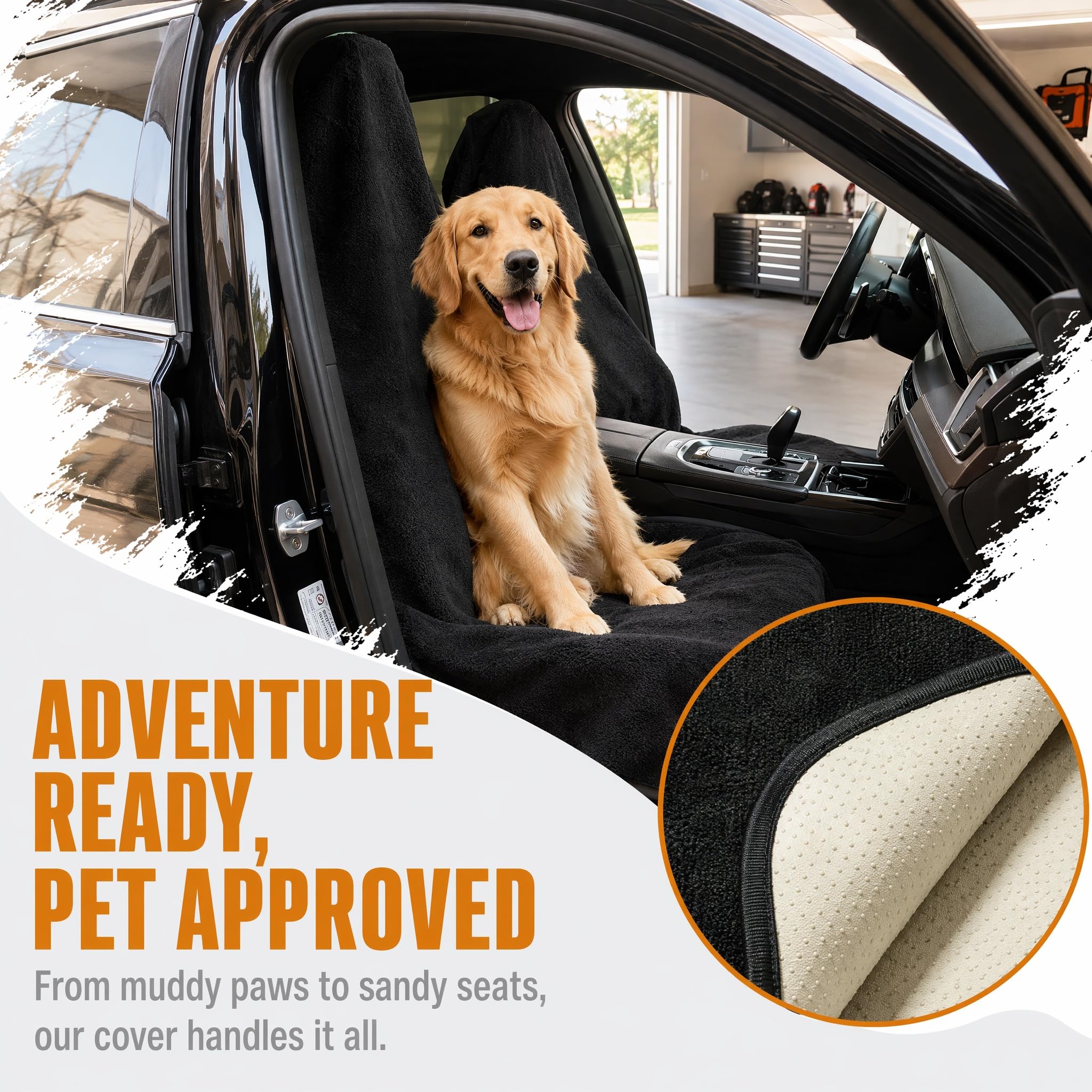 Lot de 2 Housse de Siege Voiture Eponge, Protege Siege Voiture Noir | Lavables en Machine, Housses de Sièges Universels Tissu Éponge pour Sièges, Anti-poussière, Contre les Poils d'Animaux
