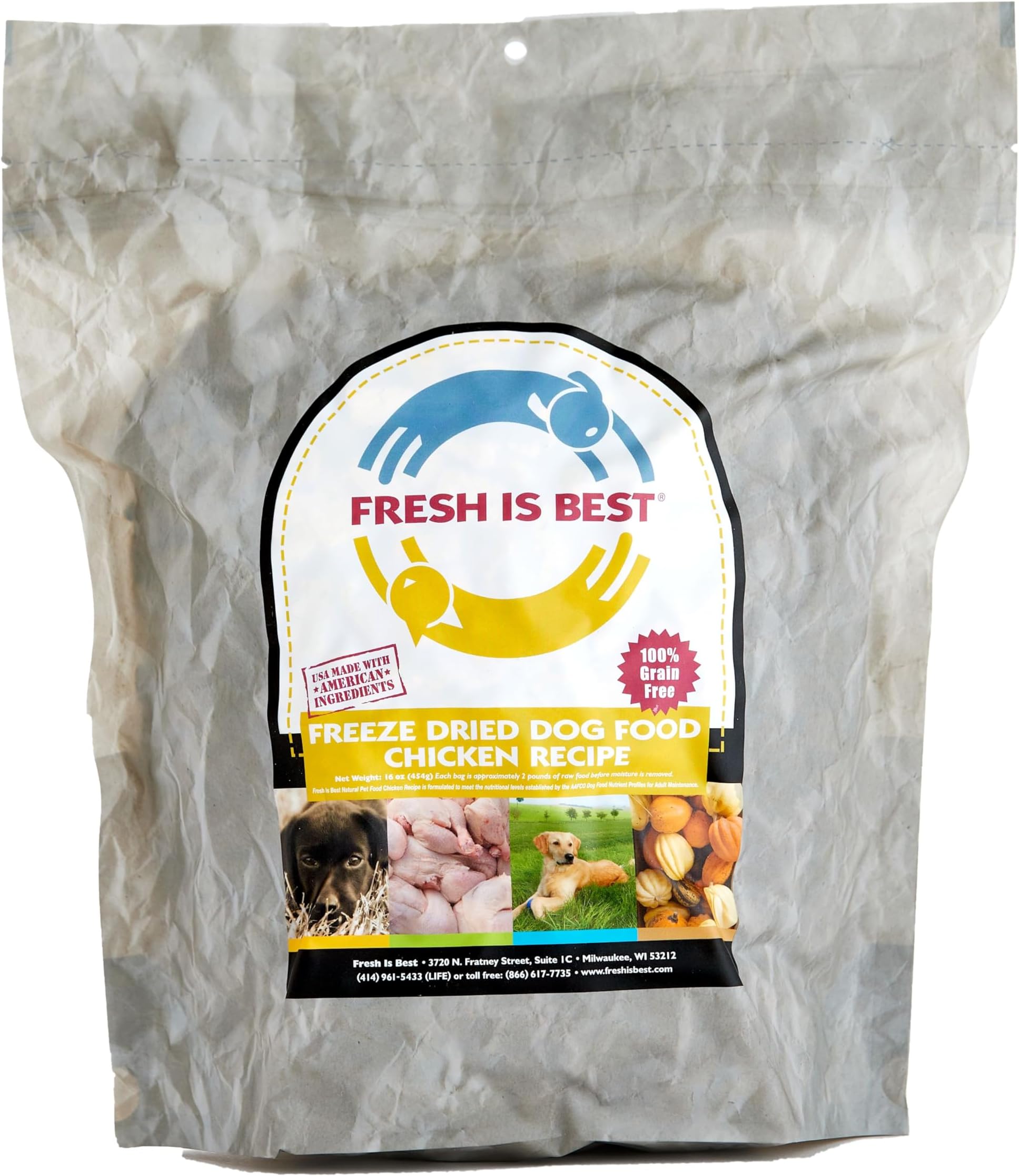 Chicken Freeze Dried Dog Food โ Raw Dog Food Toppers for Puppies & Adult Canines โ High-Protein Freeze Dried Chicken in Resealable Zipper Bag โ Made in the USA โ 8 oz