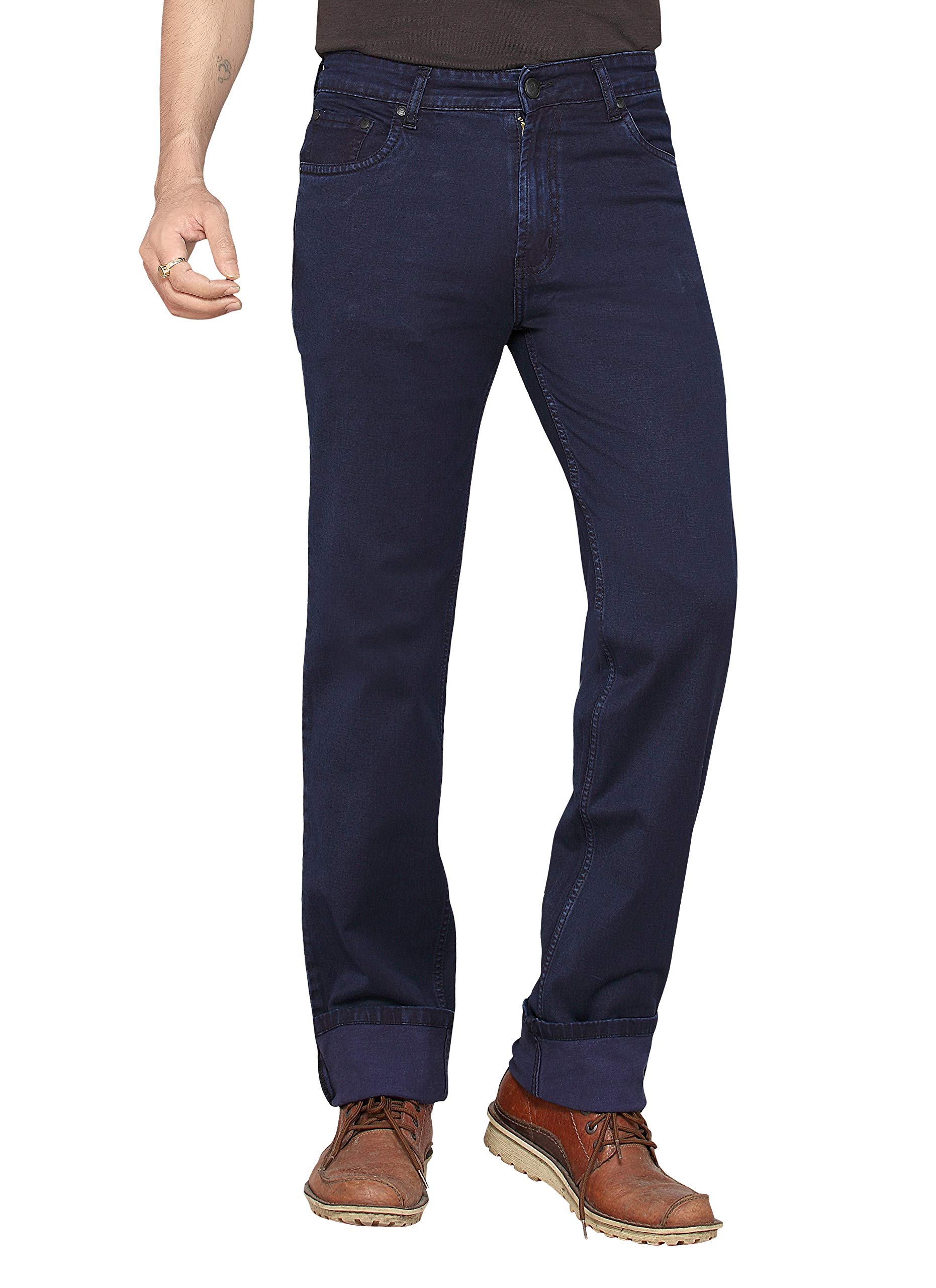 dragaon Mens Super Stretchable Relax Fit Silky Fabric Jeans- Navy Blue-picture-16