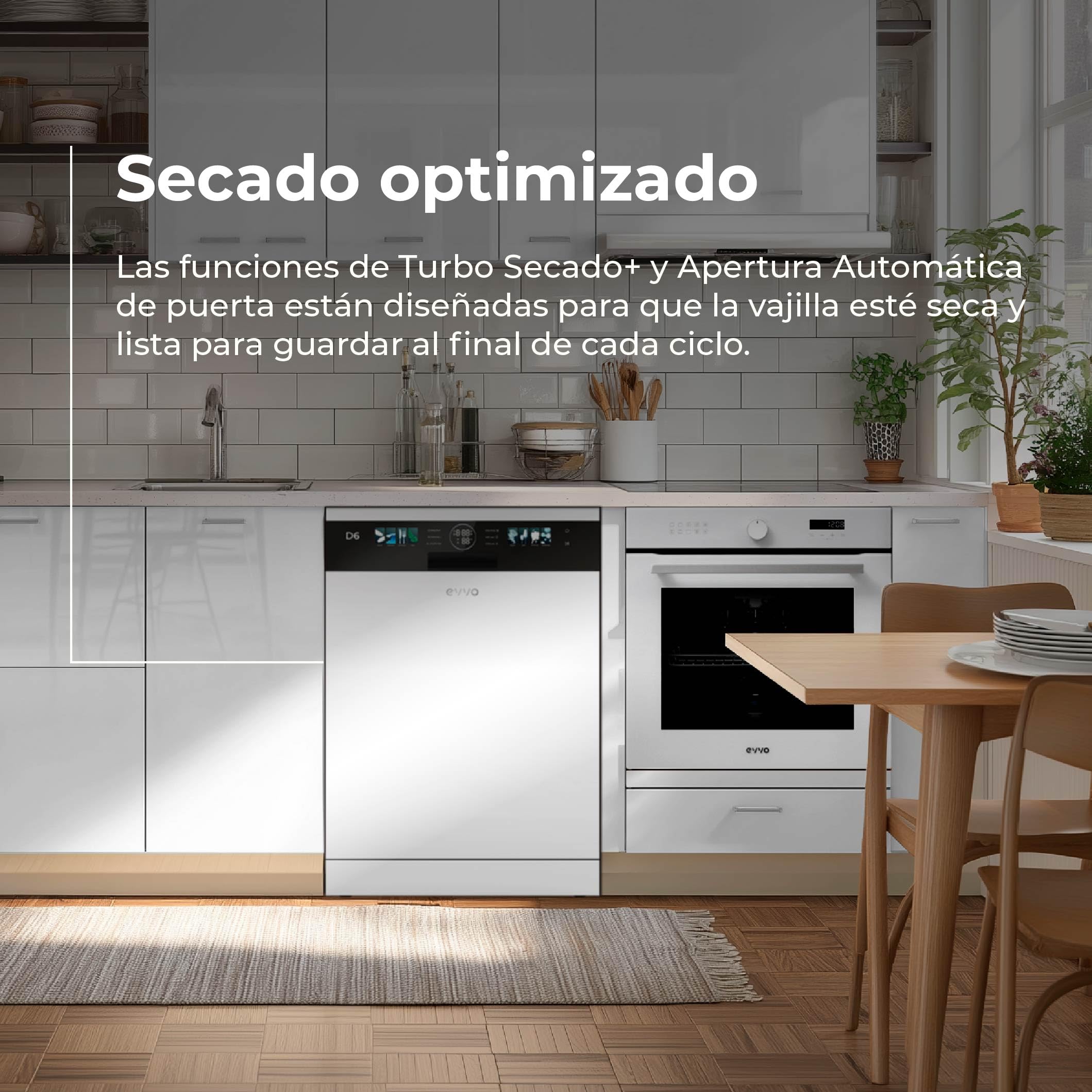 Lavavajillas D6 Libre Instalación 60 cm - Clase B de Alta Eficiencia, 15 Cubiertos, 8 Programas, Apertura Automática, Luz UV e Inicio Diferido - Lavavajillas Acero Inoxidable Inox con Secado Turbo — view 7