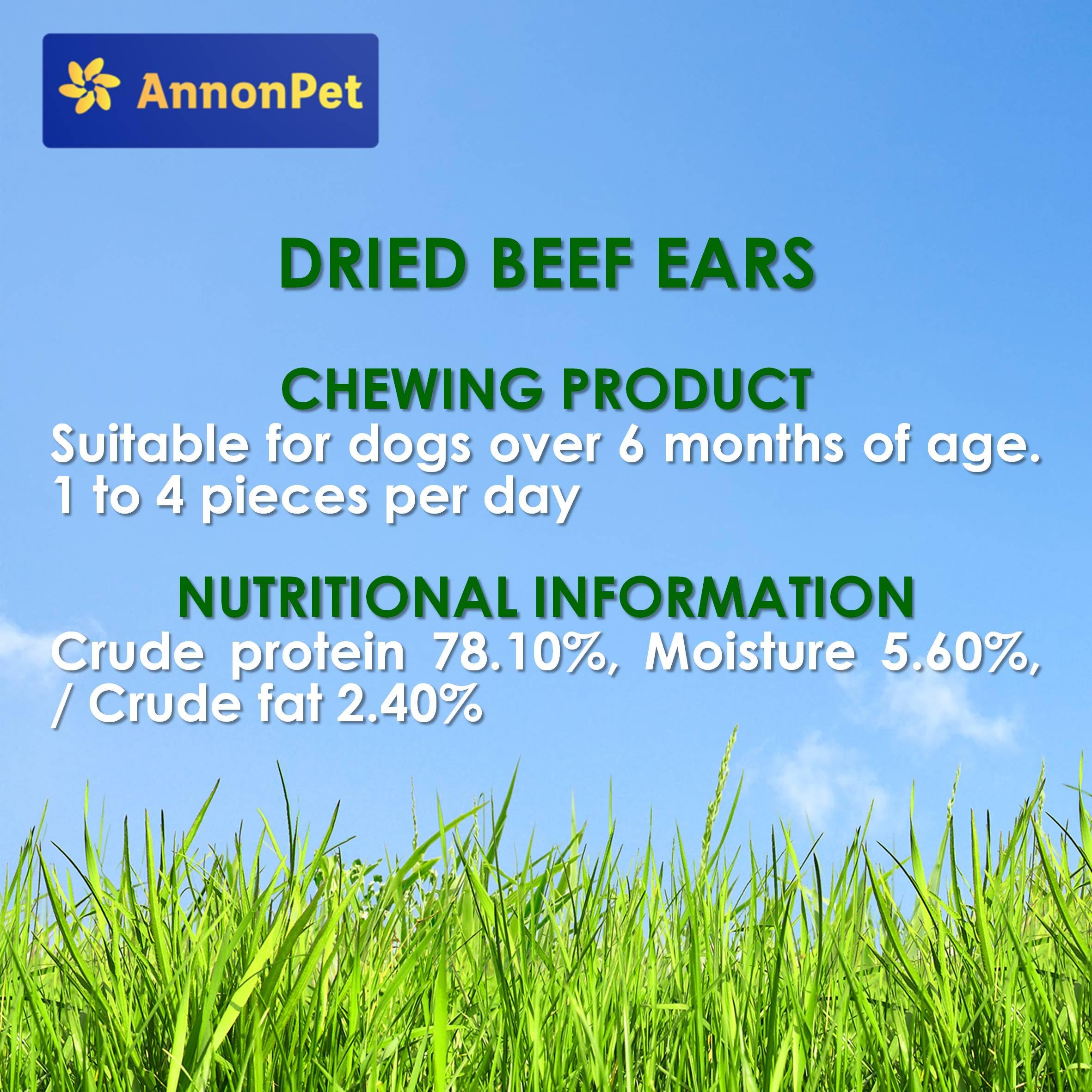 Lot de 10 oreilles de bœuf séchées pour chiens - Articles à mâcher naturels et faciles à digérer - Riche en protéines, sans additifs - Idéal pour les soins dentaires et la réduction du stress
