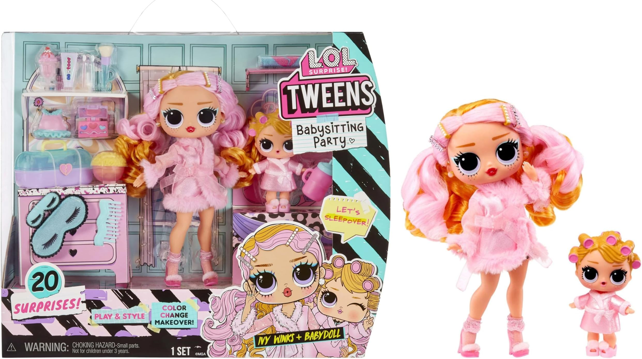 L.O.L. Surprise! LOL Tweens Babysitting Sleepover Party™ with 20 s Including Color Change Features and 2 Dolls – Great Gift for Kids Ages 4+