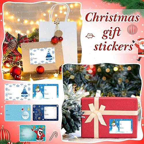 Vista 11 de Outus 500 etiquetas de Navidad, etiquetas autoadhesivas de regalo para regalos de Navidad, etiquetas de nombre de Navidad, etiquetas para papel