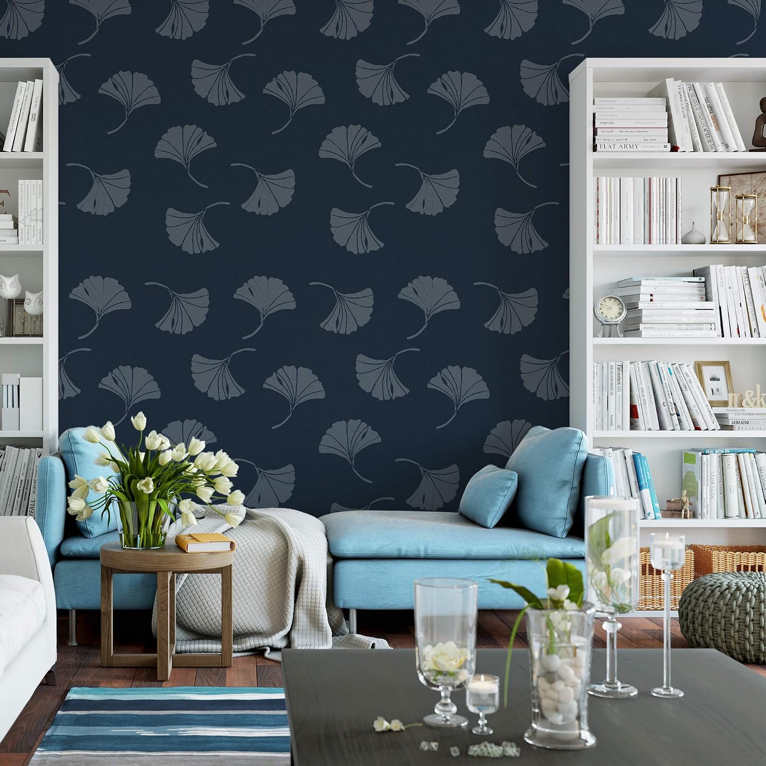 Ginkgo Pattern Wall Stencil - Wall Stencil Ideas, Ginkgo Stencil, Use for Wallpaper Look