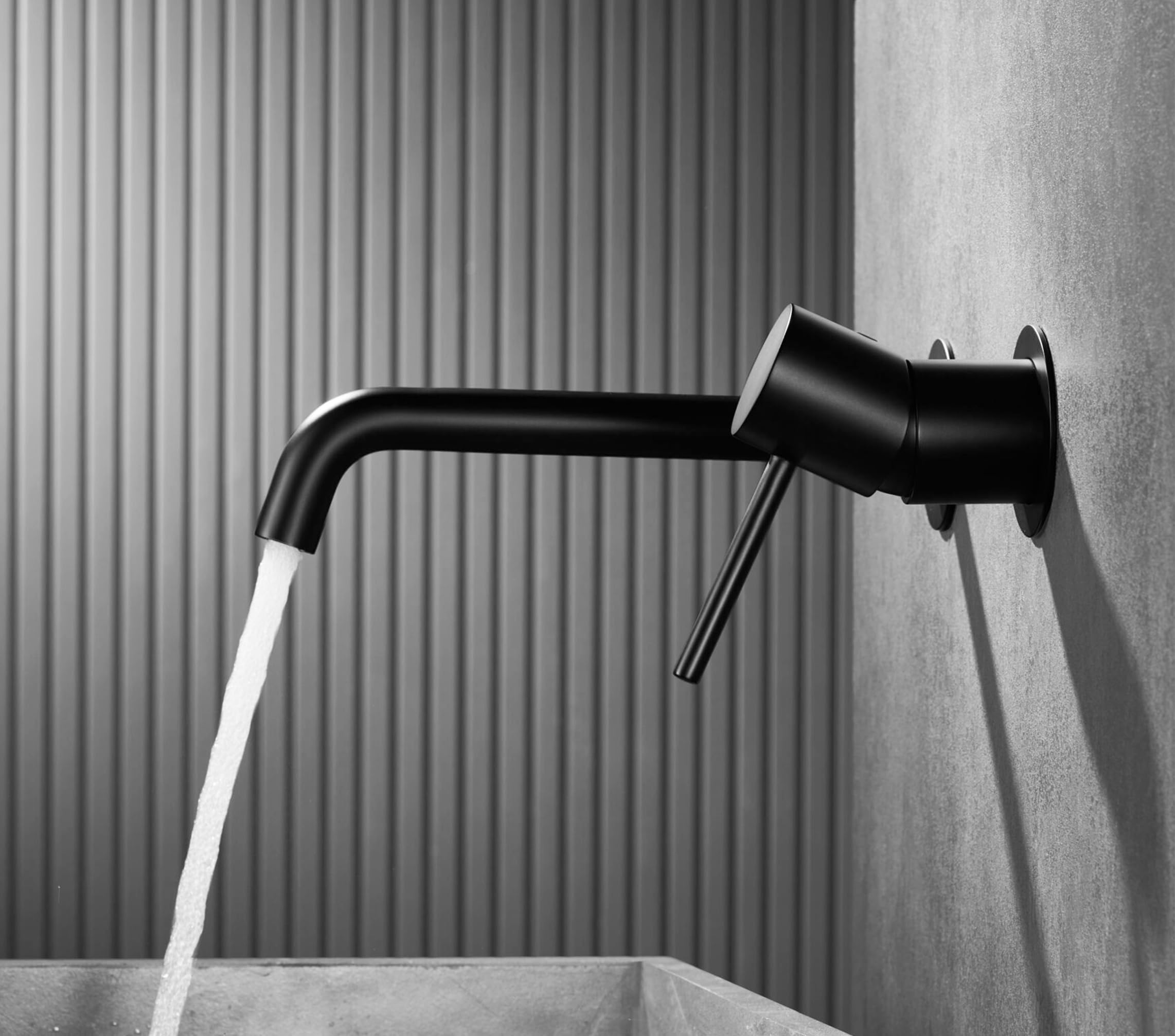 Mice - Grifo empotrado de lavabo monomando, Griferia Baño para Agua Frio/Caliente - Griferia baño grifos empotrados de lavabo - Serie Brezzo (Negro Mate)