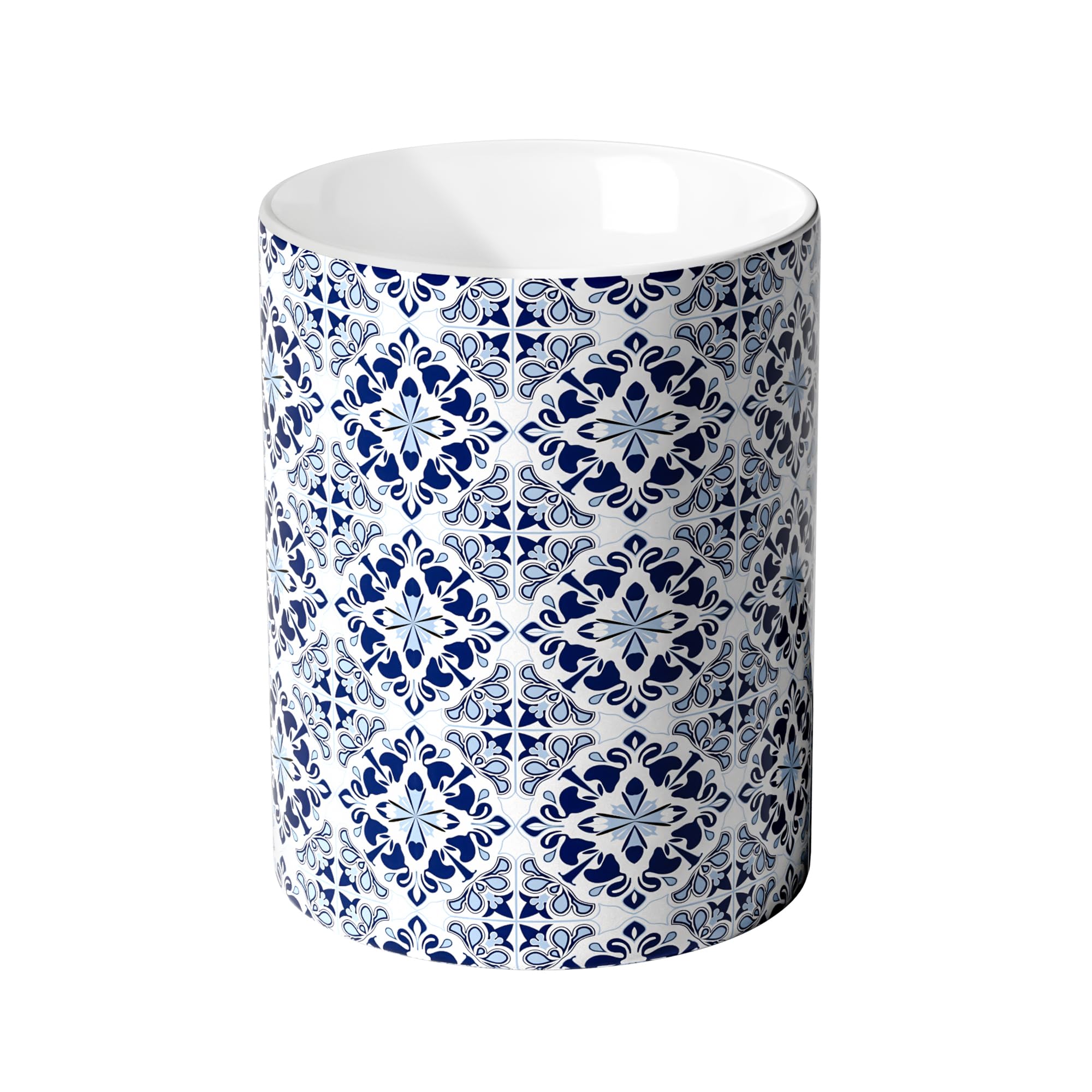 Soporte para utensilios de cocina de cerámica blanca y azul para encimera, soporte decorativo para utensilios de cocina, soporte para espátulas, decoración de cocina, vajilla grande para
