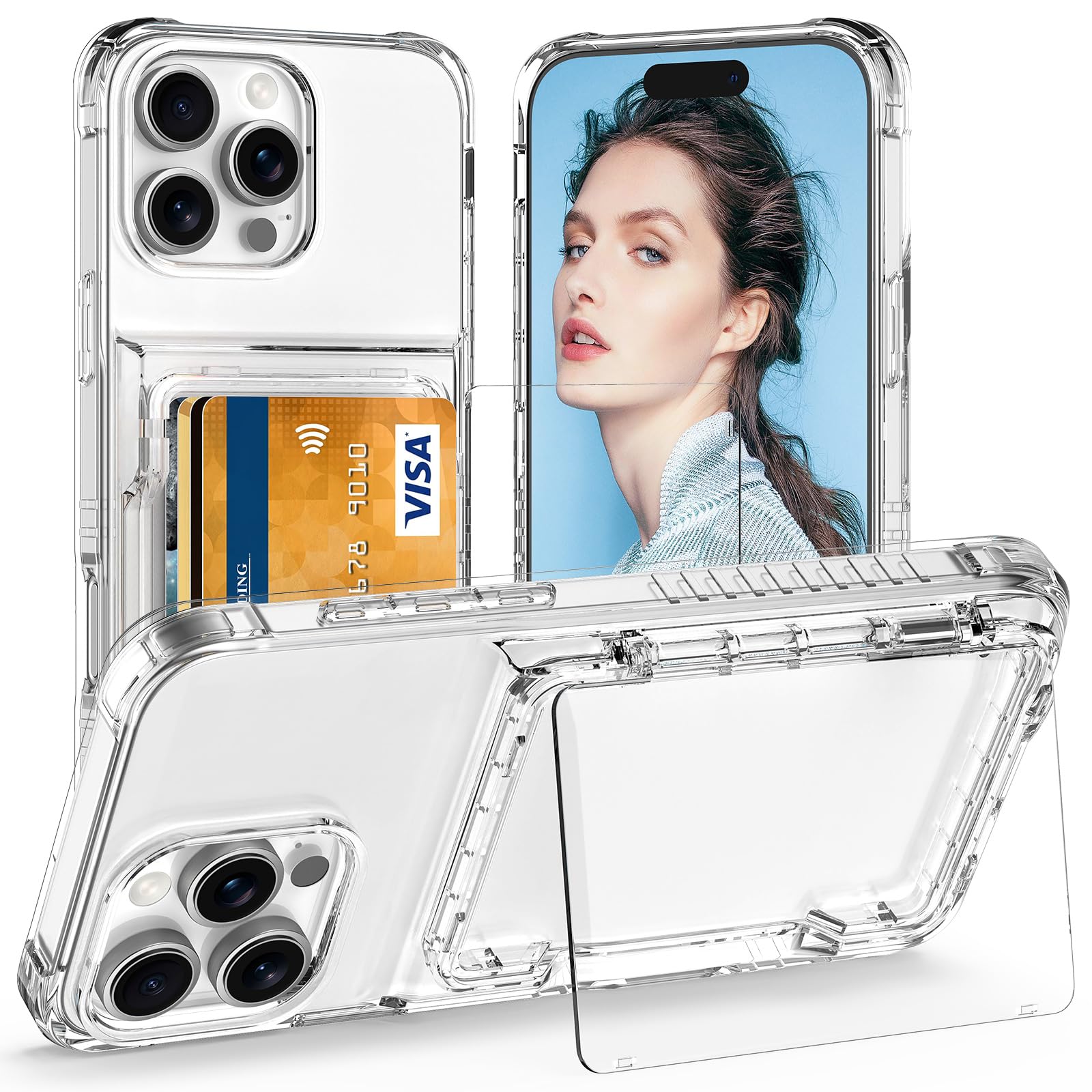 Amazon.com: AFGHOA for iPhone 16 Pro Case Wallet 6.3 Inch Clear, 4