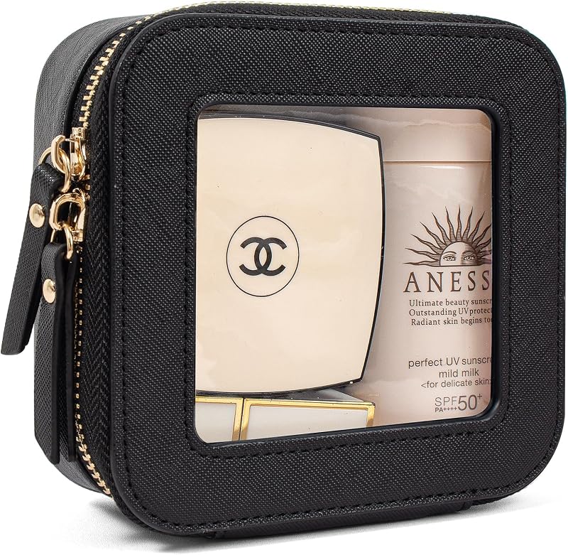Necessaire de maquiagem KOTORA Mini Black transparente com zíper