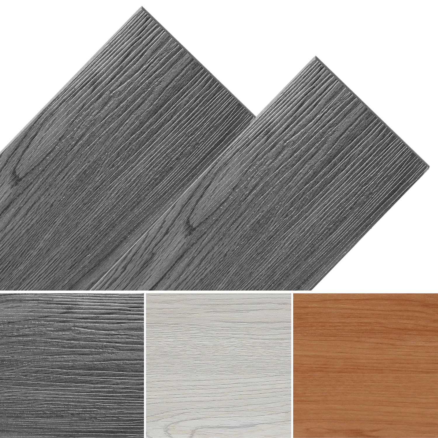 Fogmiea PVC Bodenbelag Selbstklebend Vinylboden Stabparkett Holzoptik Boden Fußboden rutschfest, wasserfest, schwer entflammbar 5 m²/36 Fliesen, Dunkelgrau Oak