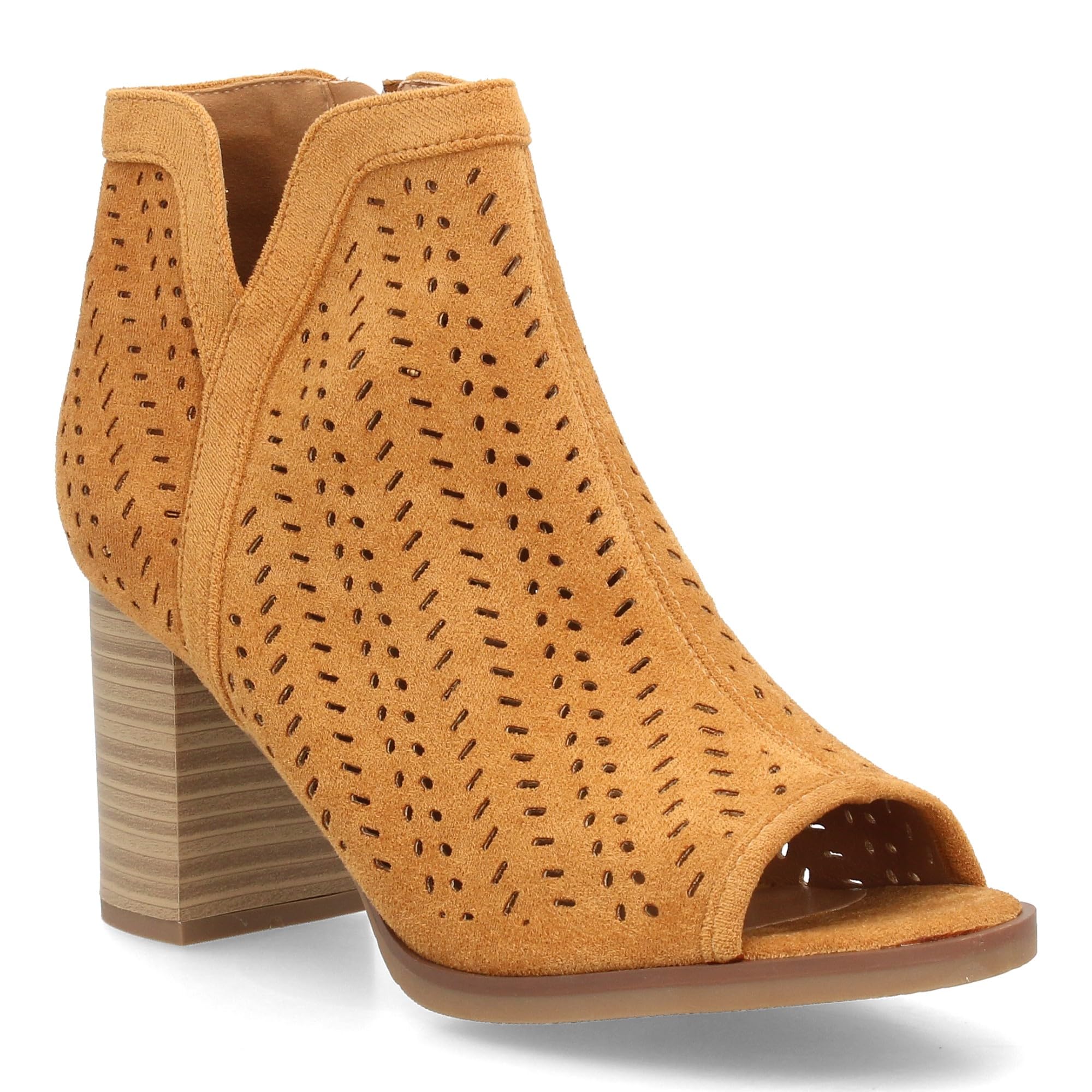 shoes&blues.es Botin de Tacon para Mujer, Comodos, con Calados, y Punta Abierta, Cierre de Cremallera en el Talon, Primavera Verano 2022