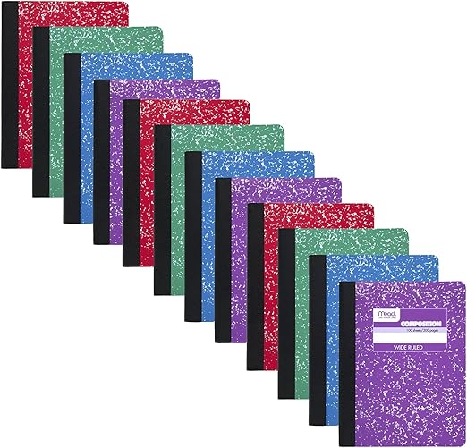 Mead Composition Notebooks, 12 Pack, Wide Ruled Paper, 93