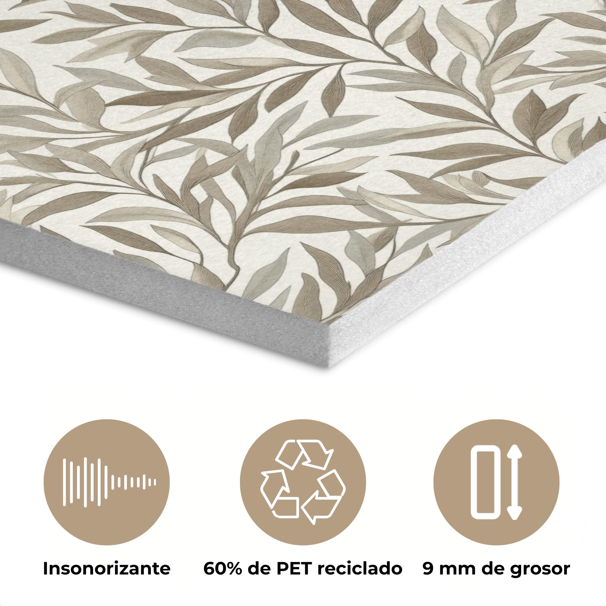 "MuchoWow© Insonorizar Habitacion 60x90 cm Paneles Acusticos Acoustic Panel Insonorizante Pared Insonorizacion Decoracion Cuadros Decorativos Ramas - Botánico - Topo"
