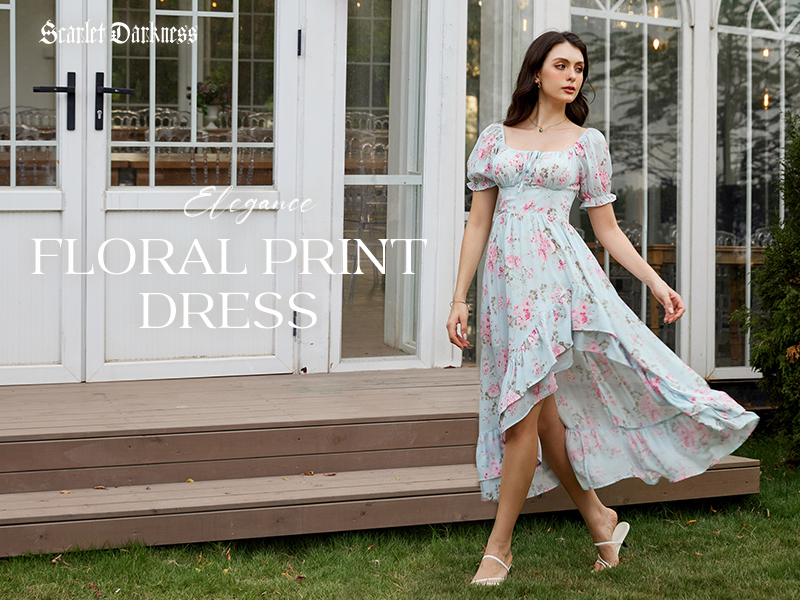 Amazon.com: Scarlet Darkness Wedding Guest Corset Floral Dress