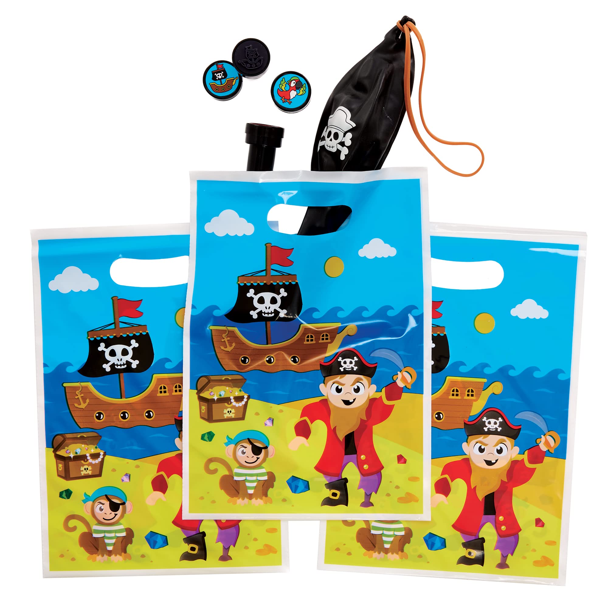 Baker Ross FX643 Pirate Party Loot Bags - Pack of 10, Pirate Party Bags Multipack for Kids