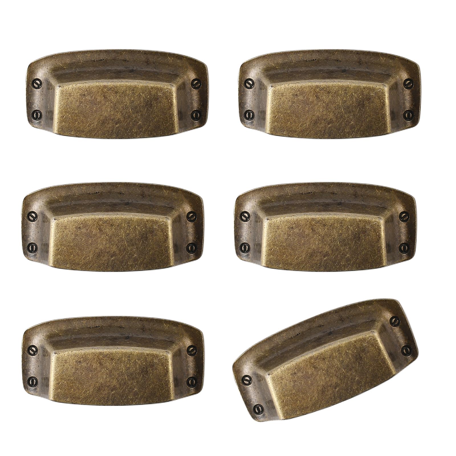 Buxuaaaa 6Pcs Arched Form Mixture Pulls For Drawer Furniture Featuring Antique Finish And Ergonomic Handling And Easy Mounting Solution Comfortable Grip Pull