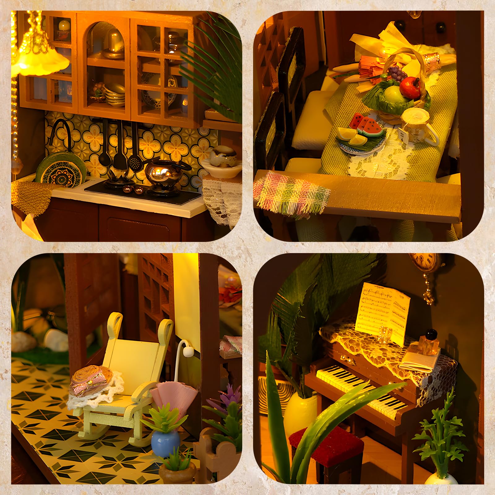 Kit de Miniaturas Adultos para Montar, Cabaña Loft Vintage, Maqueta DIY con Muebles, Manualidad Creativa para Estantería, Regalo Original para Cumpleaños y Día de la Madre